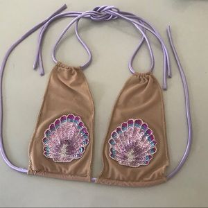 Sequin Clamshell Bikini Top